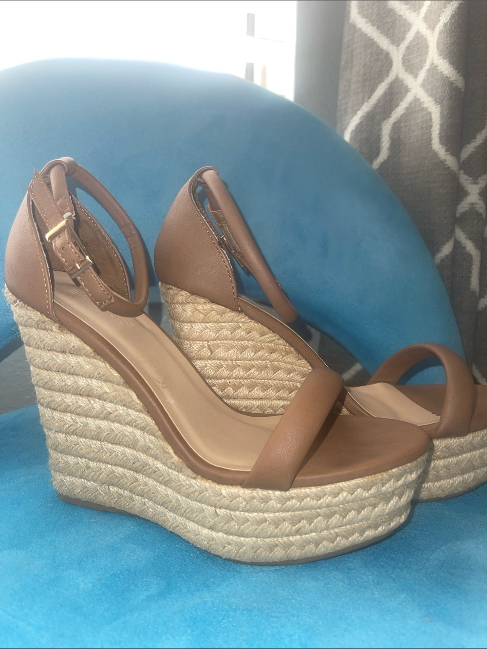 Brown Espadrille Wedge Sandals with Ankle Strap - Women